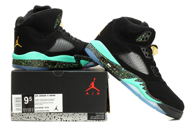 New Air Jordan Retro 5 Black Blue Shoes